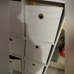 6 Room Essentials beige white 11” Cube Storage Bins – Fabric Organizer Basket